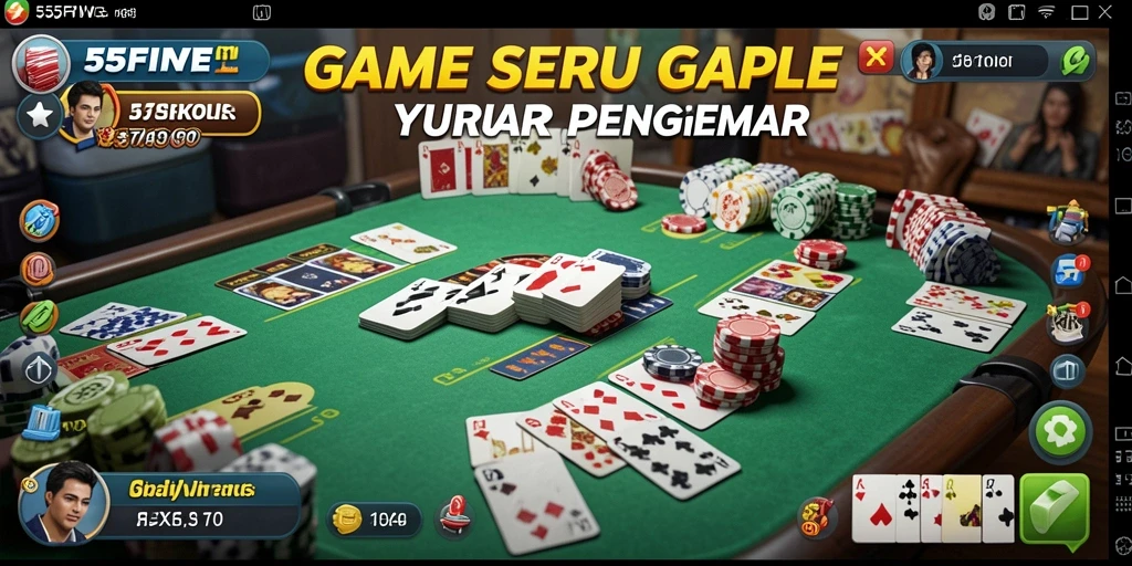 Screenshot gameplay 55FIVE menampilkan suasana bermain Gaple yang seru.