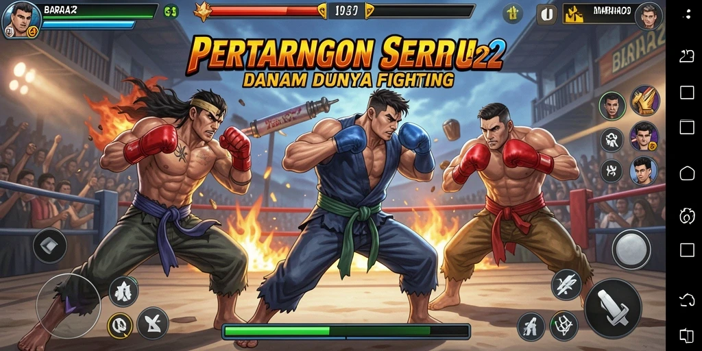 Tampilan screenshot menunjukkan pertarungan intens dalam BARA22.