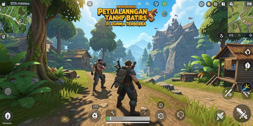 Screenshot permainan D73 menampilkan grafik dunia terbuka yang menakjubkan.