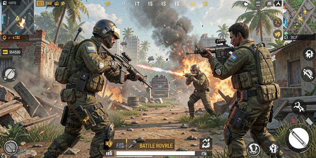 Tampilan gameplay seru dalam pertempuran Battle Royale.