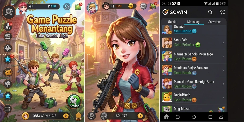 Screenshot GOWIN menampilkan gameplay Puzzle yang seru dan menantang.