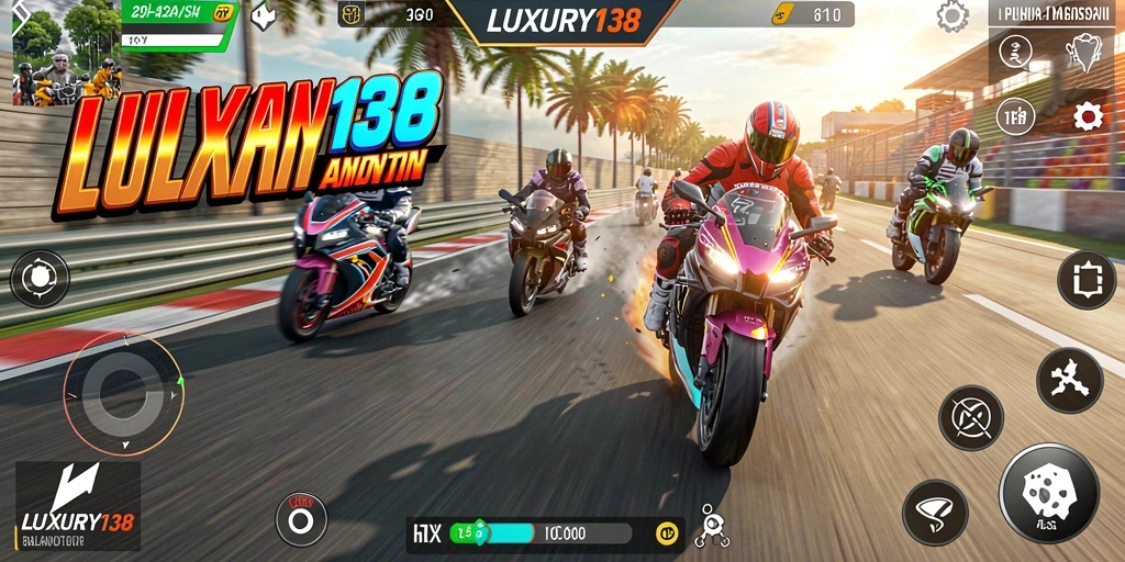 Tampilan menarik dari gameplay balapan motor di LUXURY138.