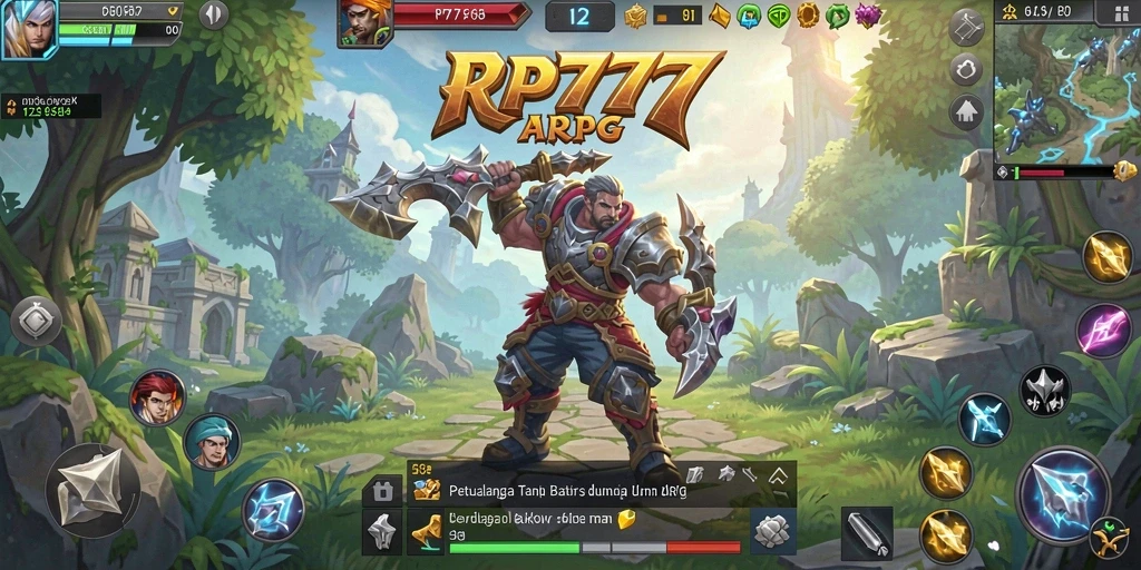Tangkapan layar gameplay RP777 menampilkan pertarungan seru dalam dunia ARPG.