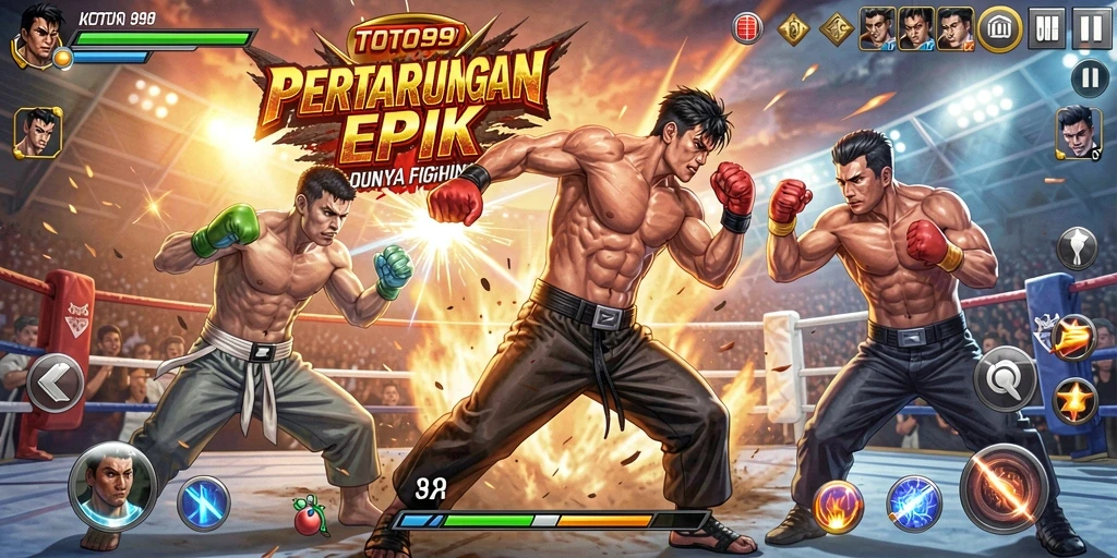 Tangkapan layar gameplay TOTO99 menampilkan pertarungan epik antar karakter.
